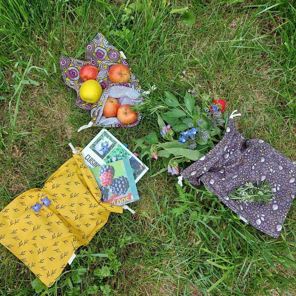 sac à vrac coton lavable réutilisable multiples utilisations cueillette livres légumes