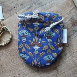 pochon savon nomade blockprint bleu inde fleur