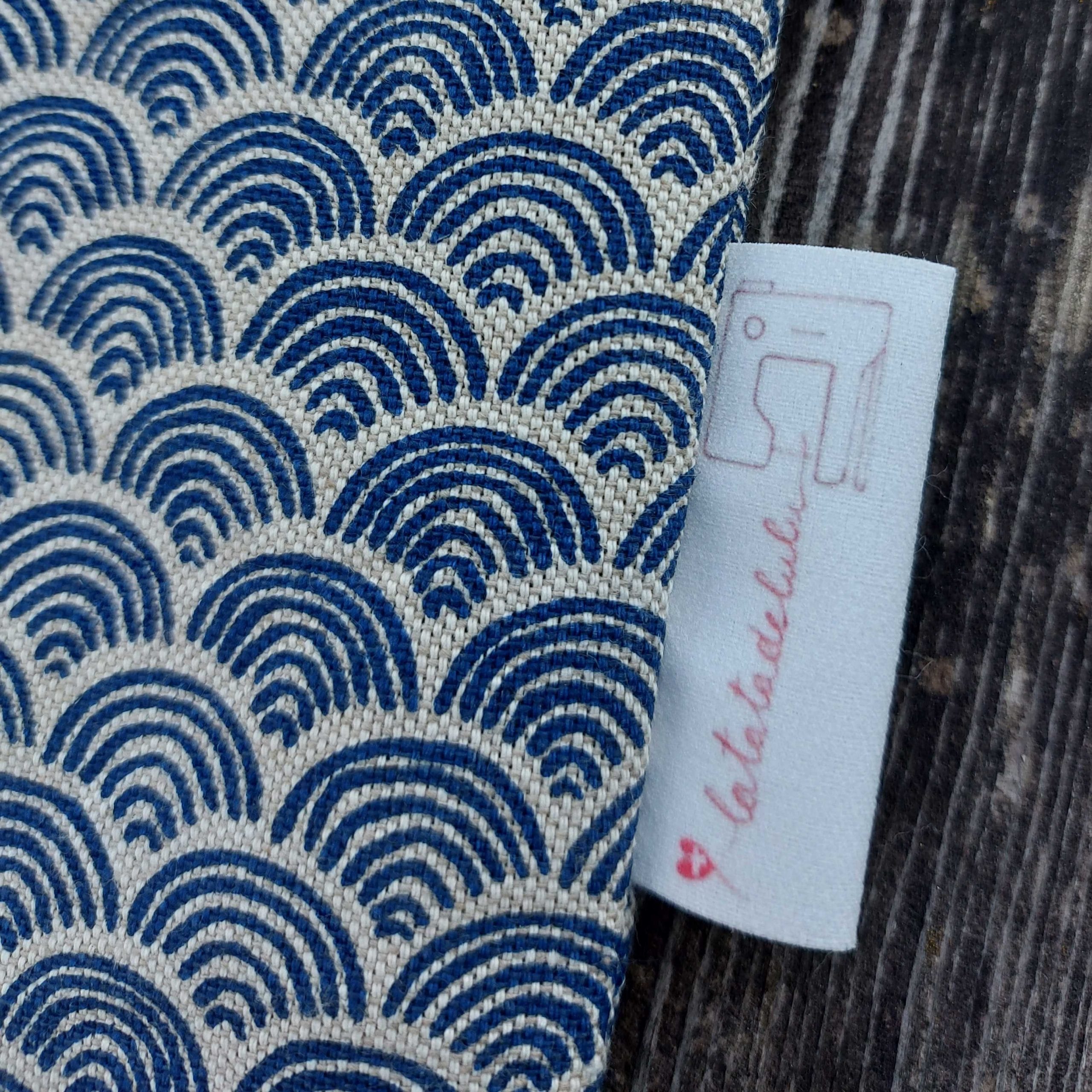 tote bag toile coton pratique arc en ciel bleu sushi vague détail