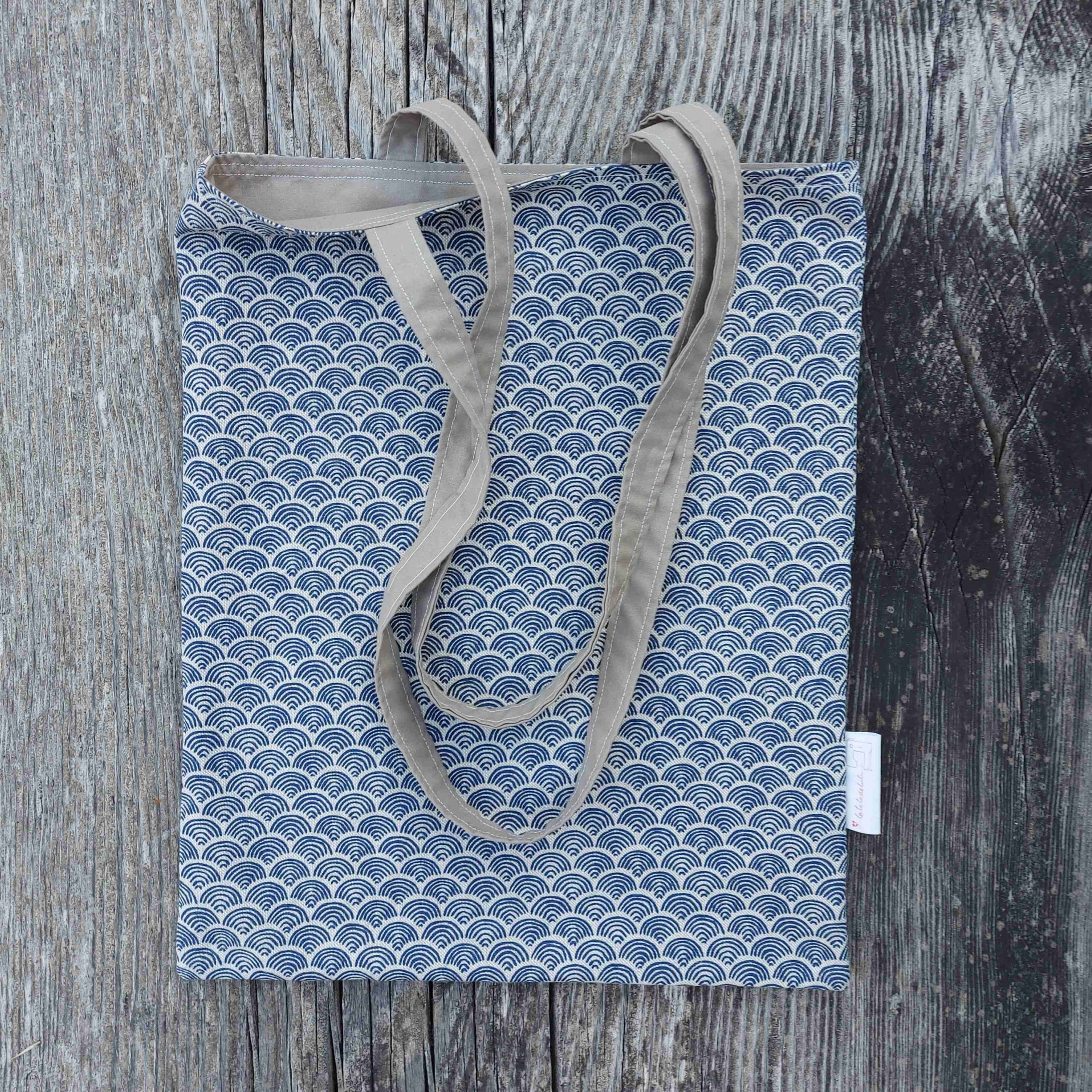 tote bag toile coton pratique arc en ciel bleu sushi vague