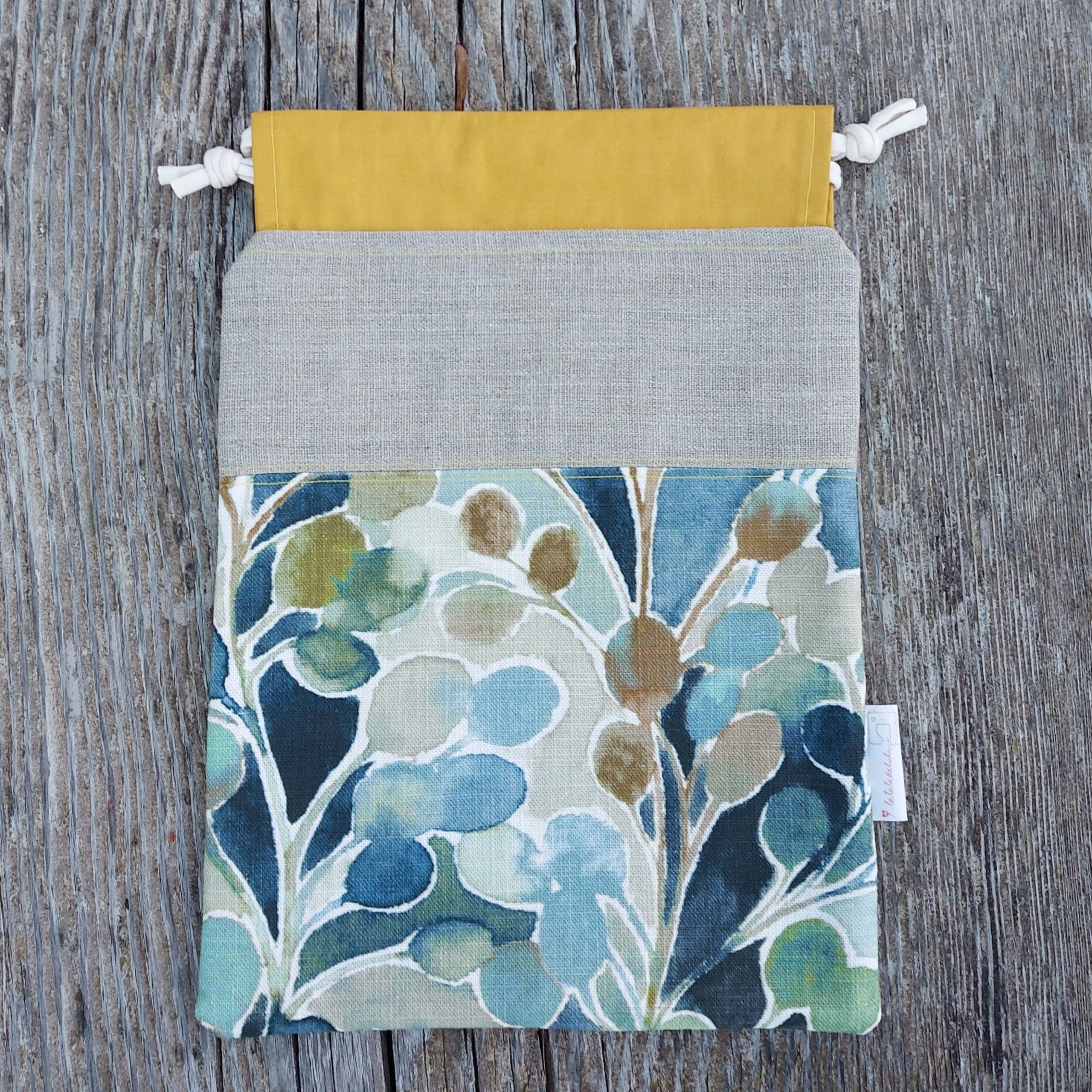 sac à pain lin et coton motif végétal coloré aquarelle