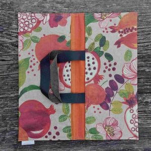 sac à tarte coton enduit coloré grenades, lavable